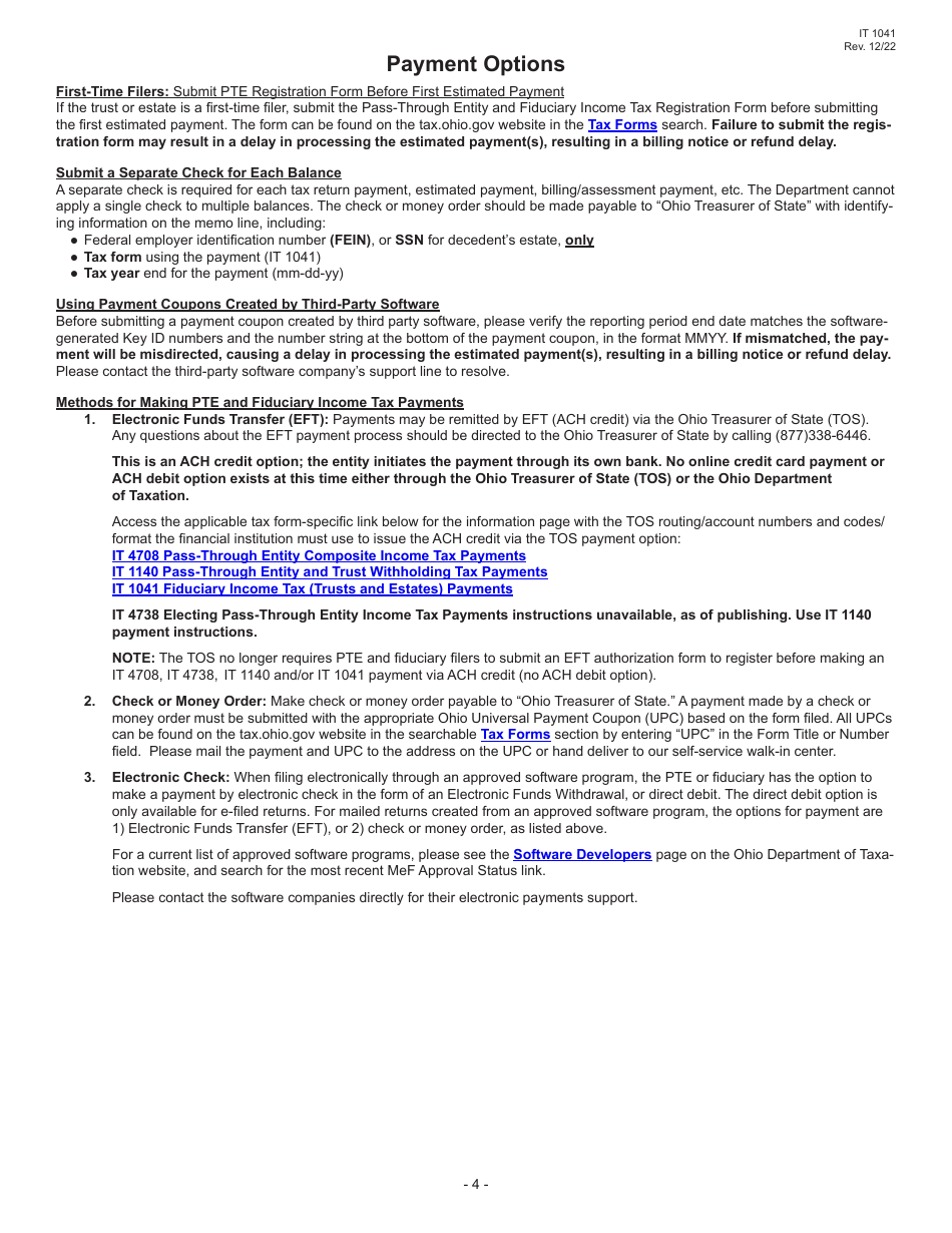 Instructions for Form IT1041 Fiduciary Income Tax Return - Ohio, Page 6