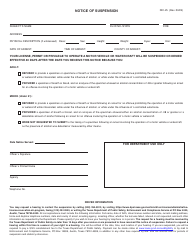 Form DIC-25 Notice of Suspension - Texas