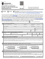 Document preview: Form MV-11 Application for Permanent Antique, Classic or Collectible Registration Plate - Pennsylvania