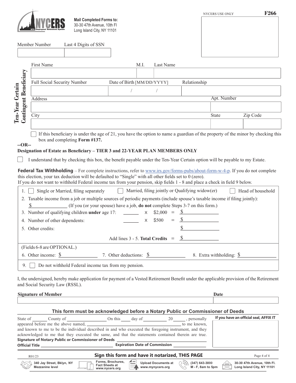 Form F266 - Fill Out, Sign Online and Download Printable PDF, New York ...