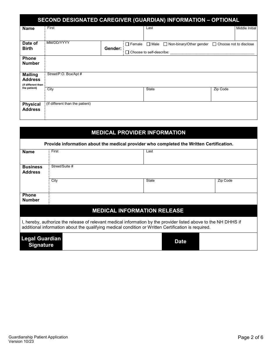 Guardianship Patient Application - Therapeutic Cannabis Program - New Hampshire, Page 4