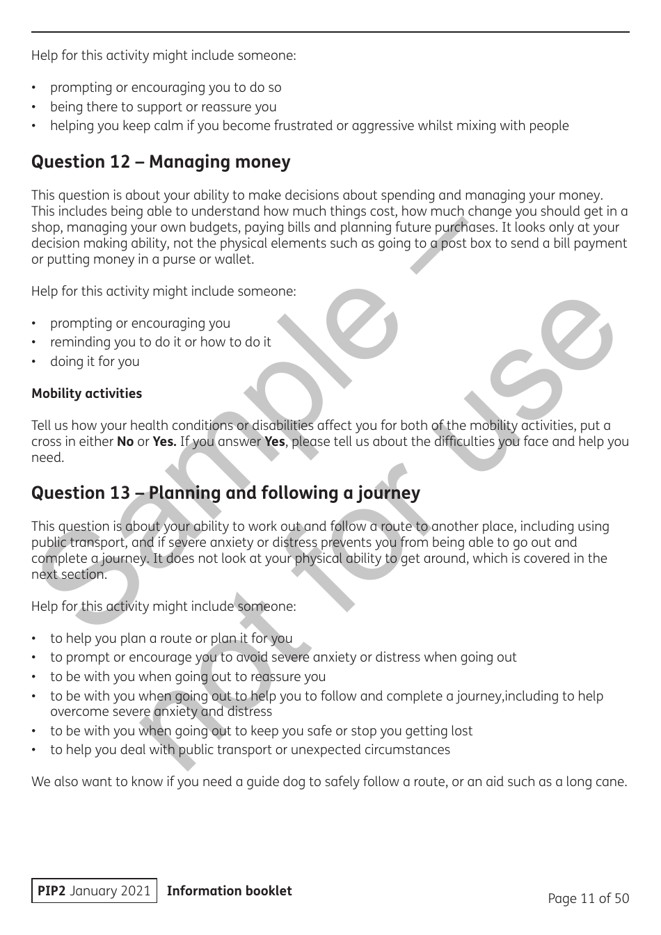 Form PIP2 Personal Independence Payment Information Booklet - Sample - United Kingdom, Page 11