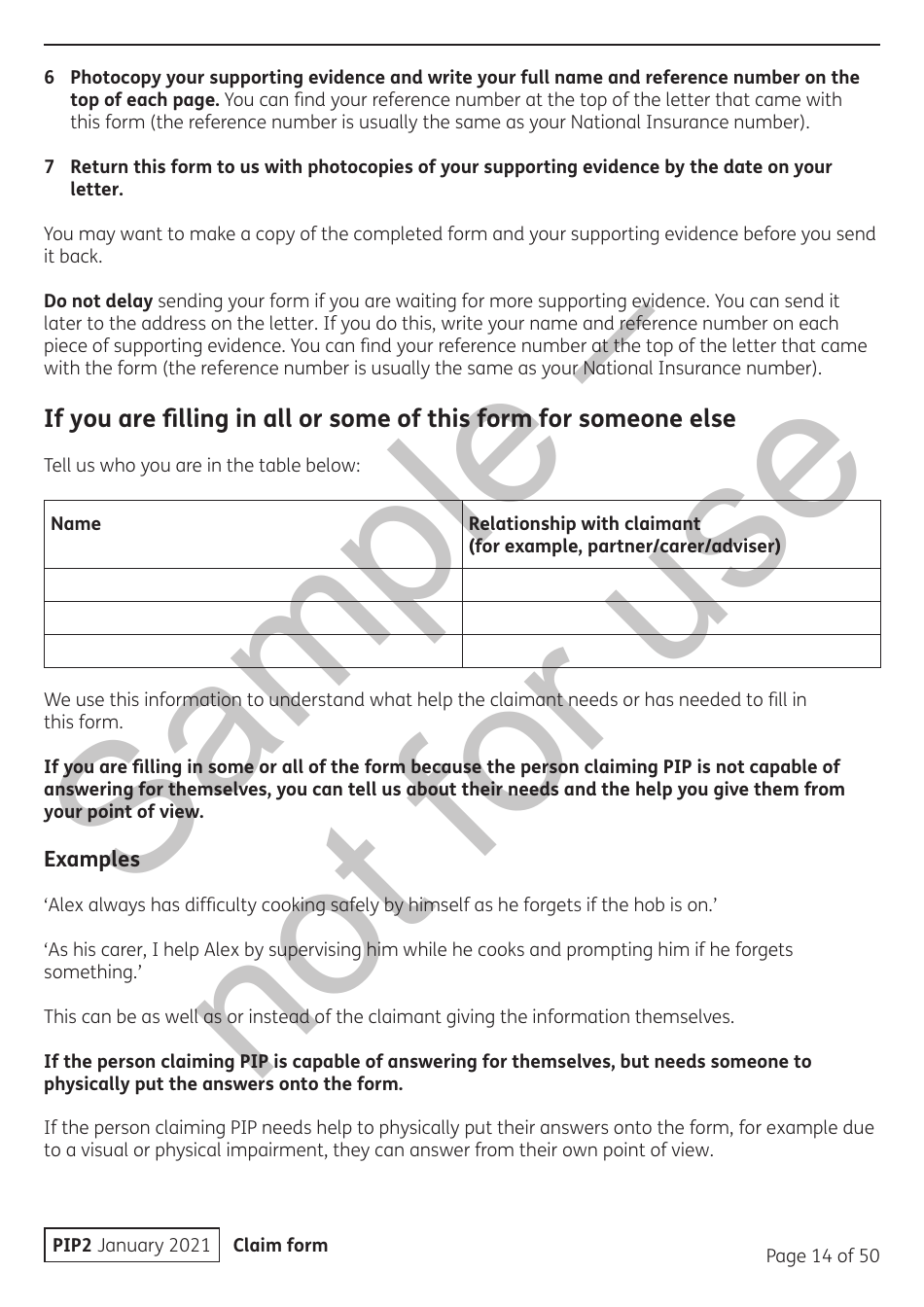 Form PIP2 Personal Independence Payment Information Booklet - Sample - United Kingdom, Page 14