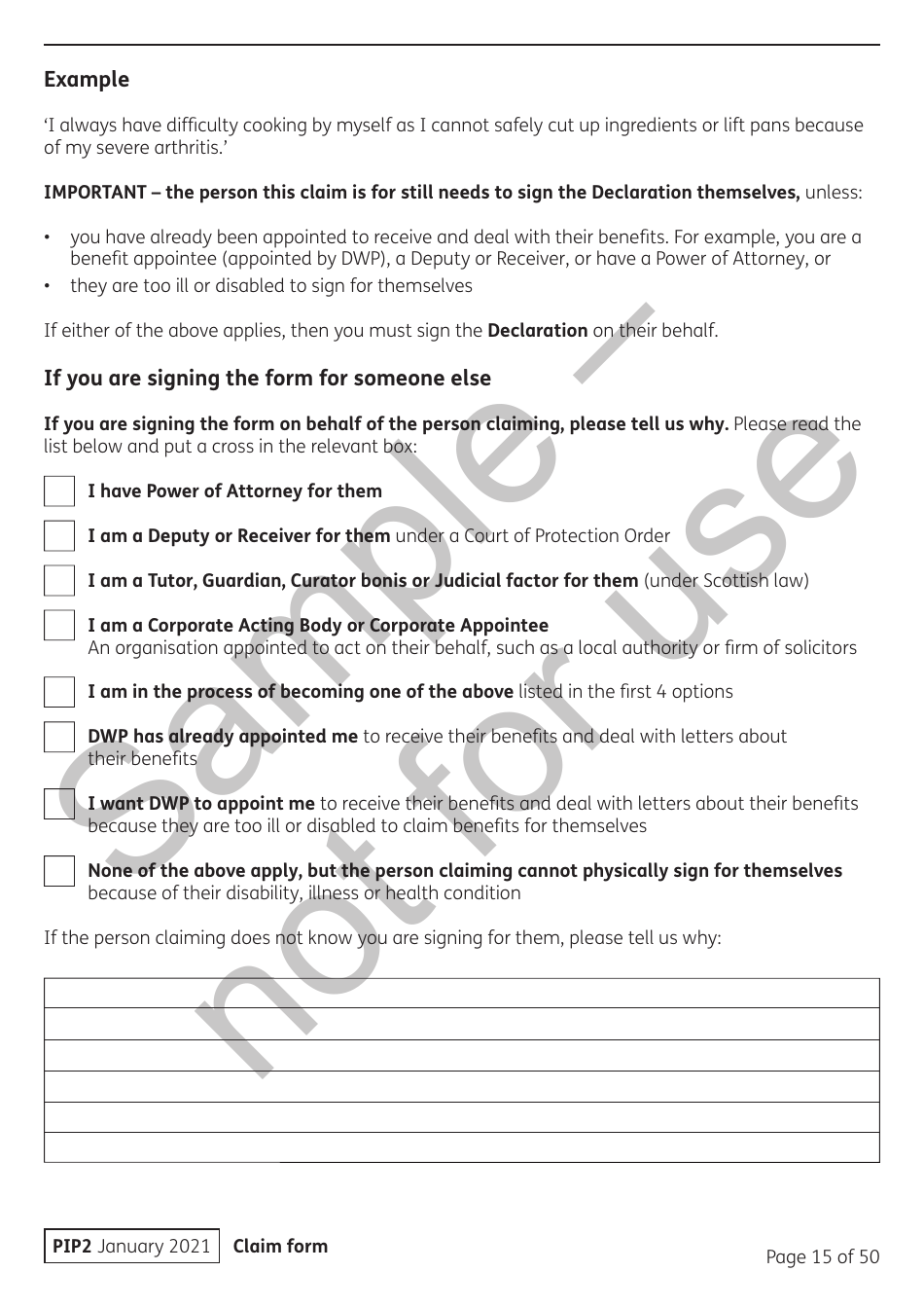 Form PIP2 Personal Independence Payment Information Booklet - Sample - United Kingdom, Page 15