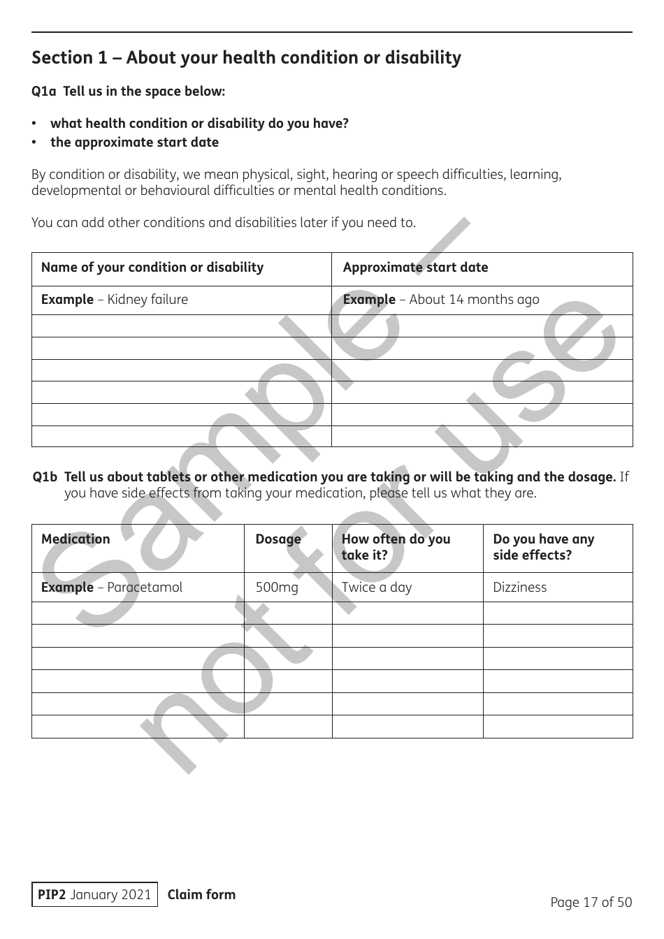 Form PIP2 Personal Independence Payment Information Booklet - Sample - United Kingdom, Page 17
