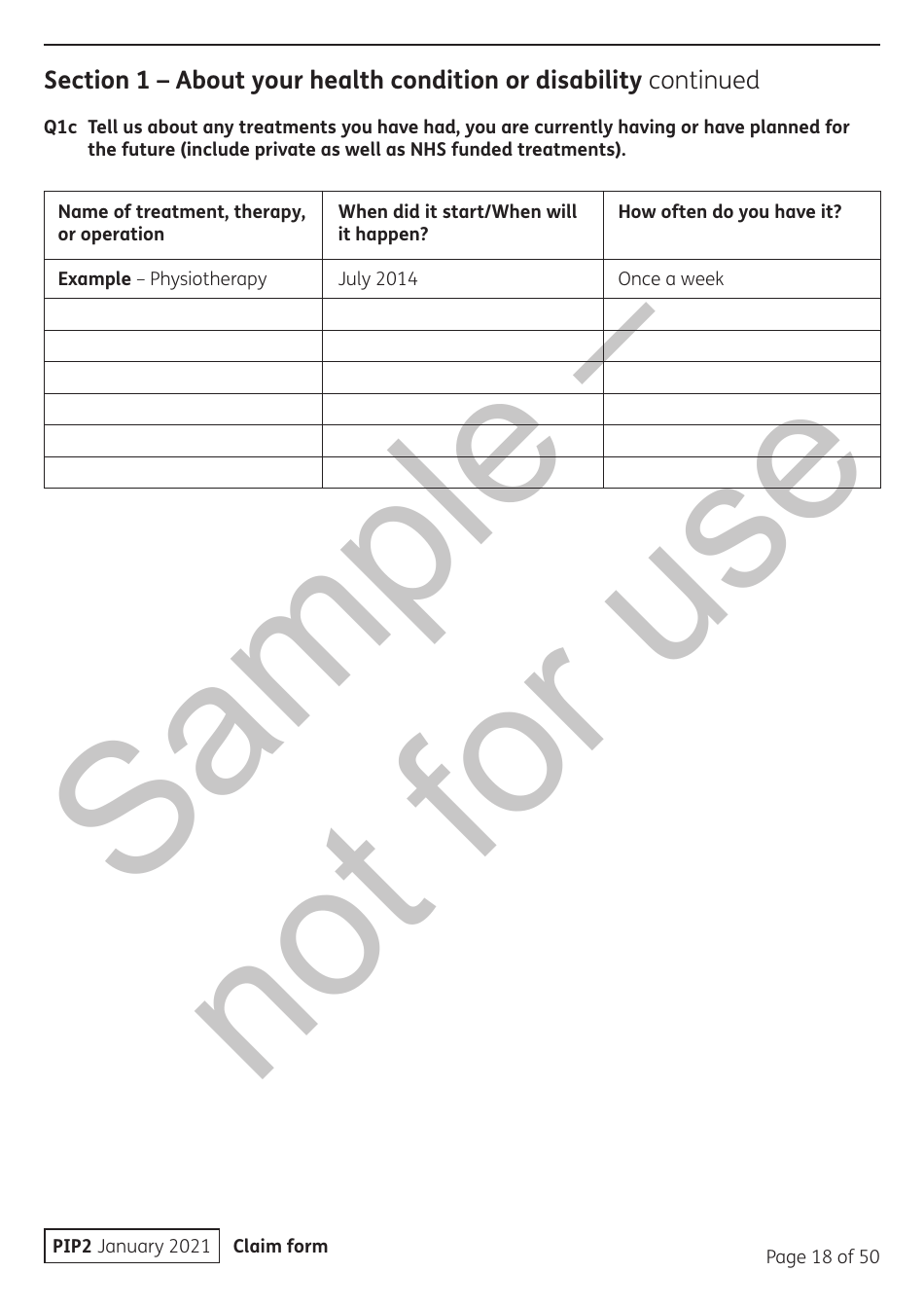 Form PIP2 Personal Independence Payment Information Booklet - Sample - United Kingdom, Page 18