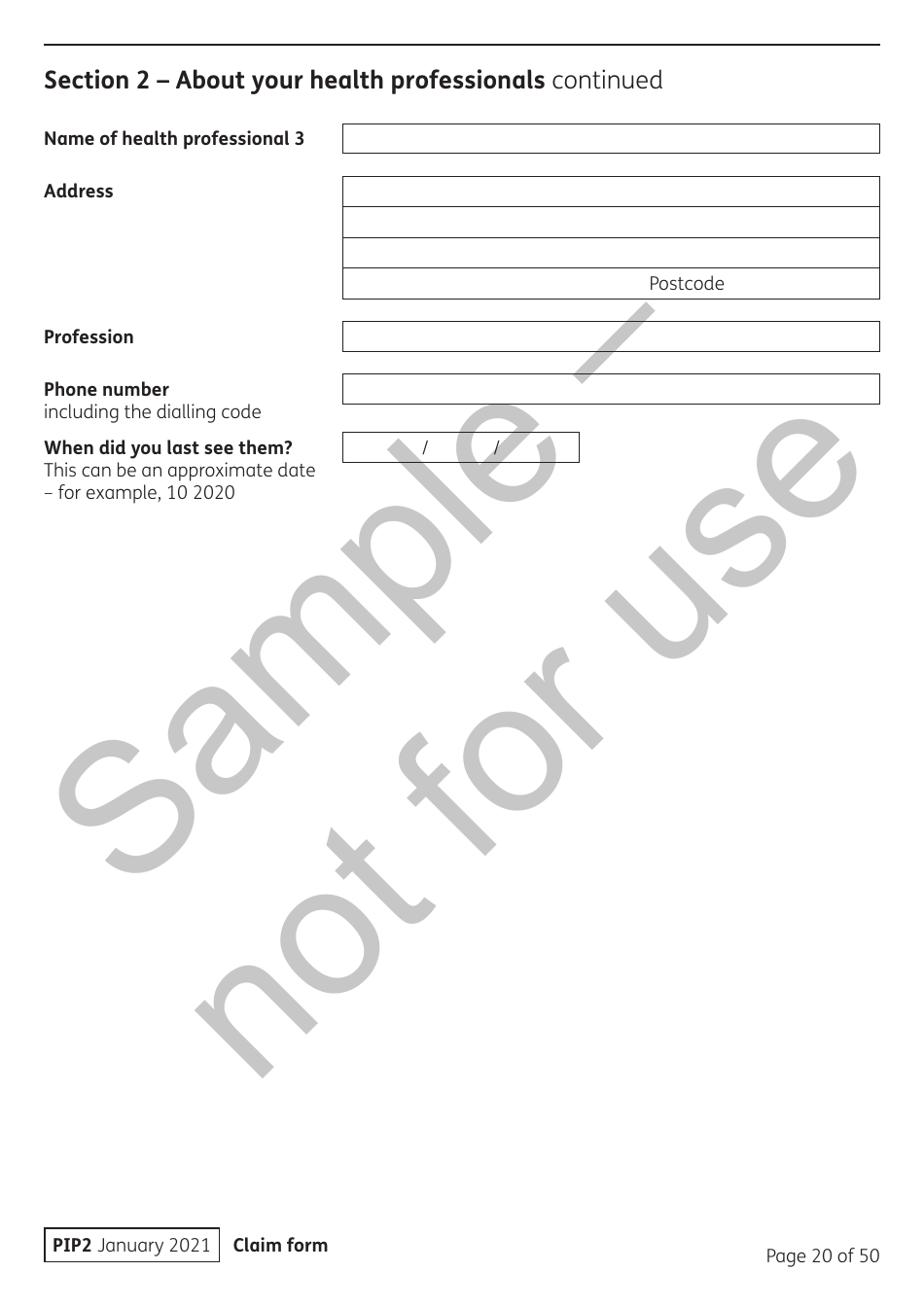 Form PIP2 Personal Independence Payment Information Booklet - Sample - United Kingdom, Page 20