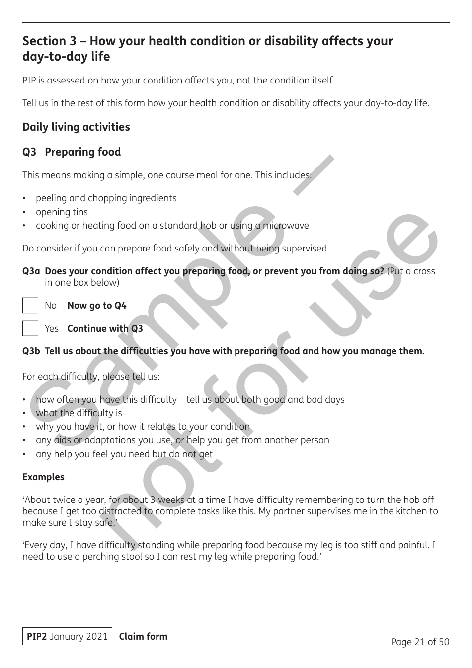 Form PIP2 Personal Independence Payment Information Booklet - Sample - United Kingdom, Page 21