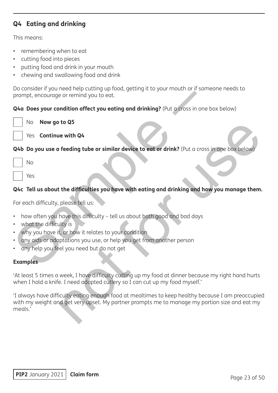 Form PIP2 Personal Independence Payment Information Booklet - Sample - United Kingdom, Page 23