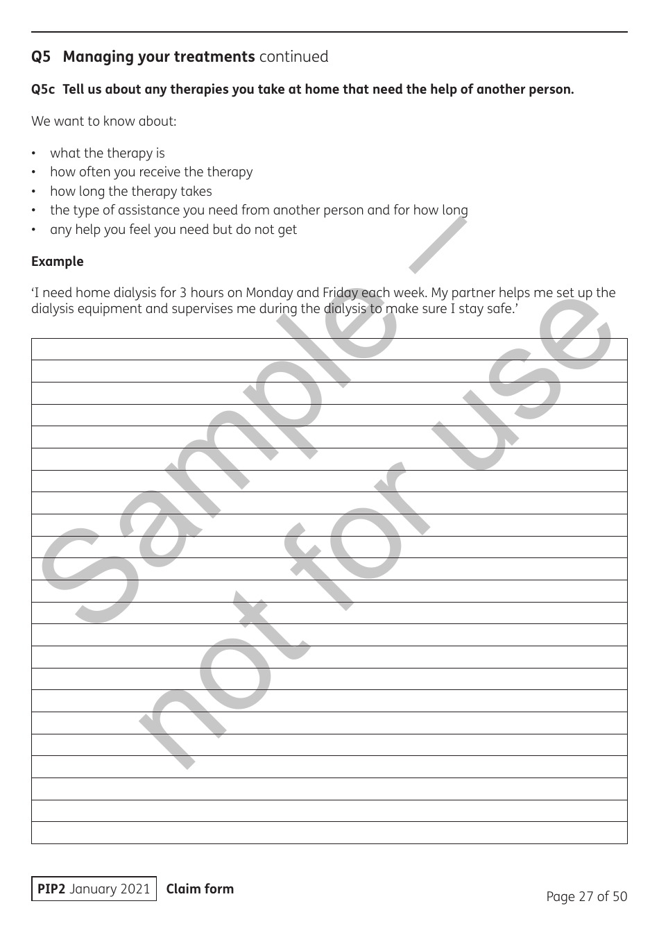 Form PIP2 Personal Independence Payment Information Booklet - Sample - United Kingdom, Page 27