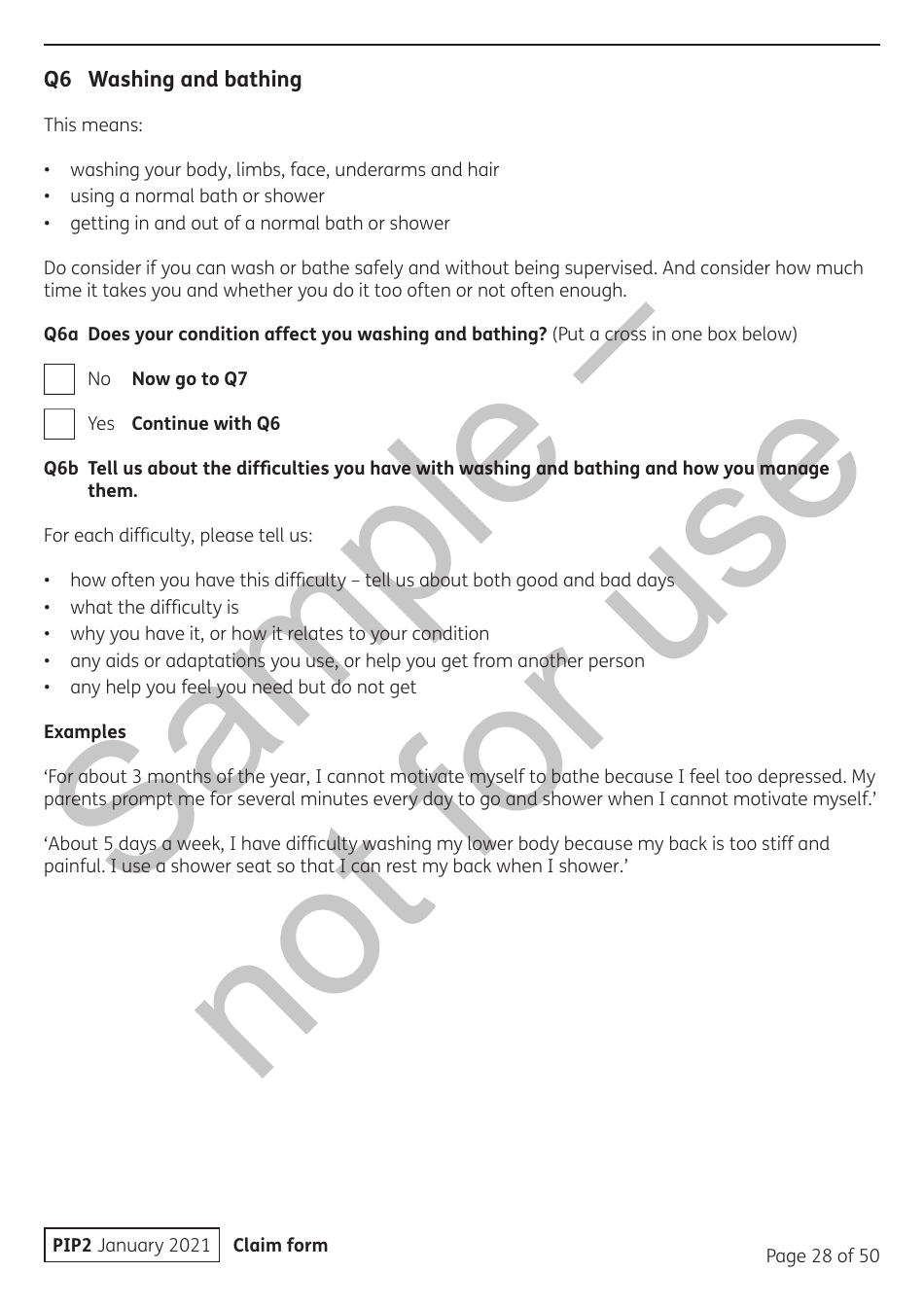 Form PIP2 Personal Independence Payment Information Booklet - Sample - United Kingdom, Page 28