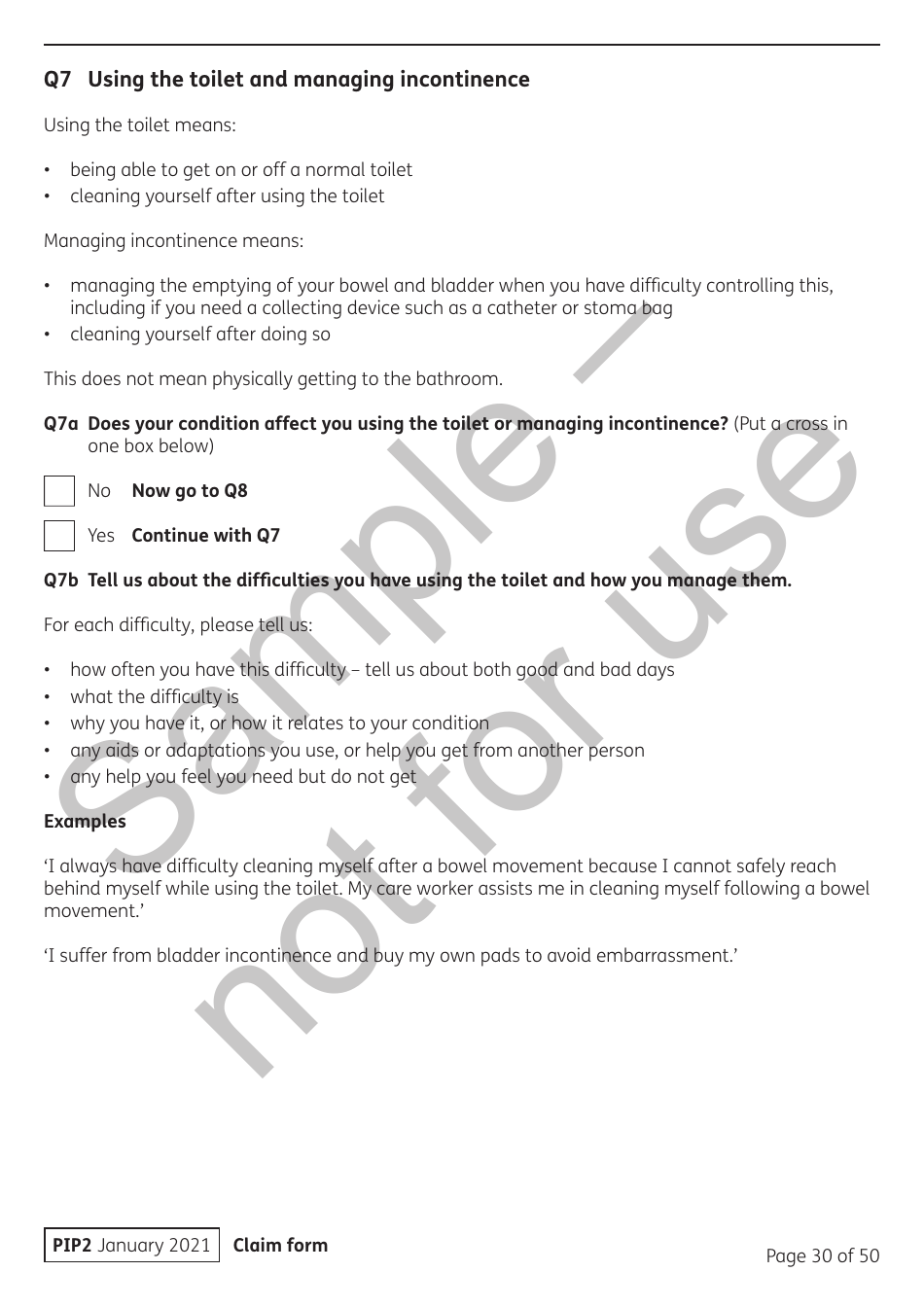 Form PIP2 Personal Independence Payment Information Booklet - Sample - United Kingdom, Page 30