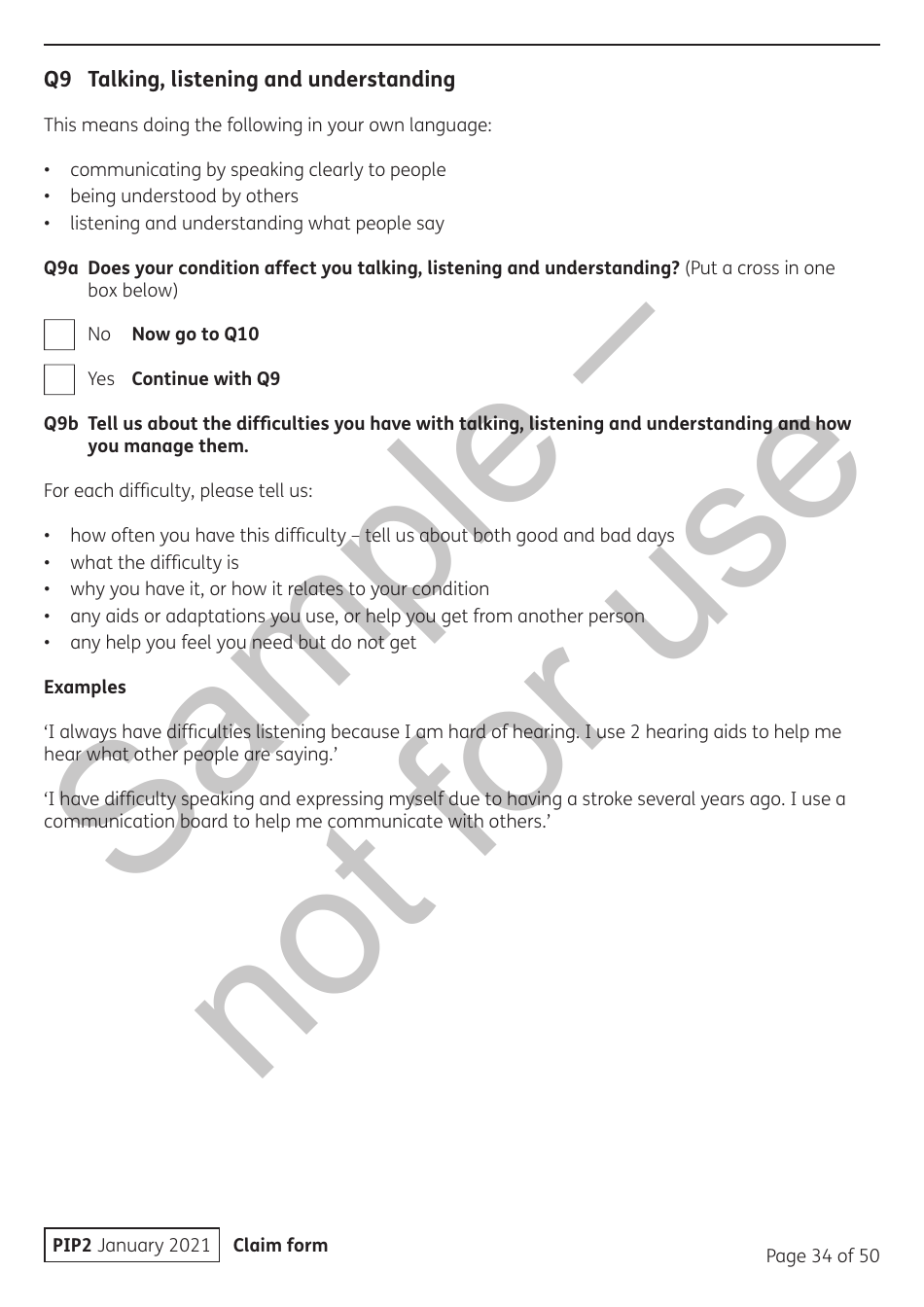 Form PIP2 Personal Independence Payment Information Booklet - Sample - United Kingdom, Page 34