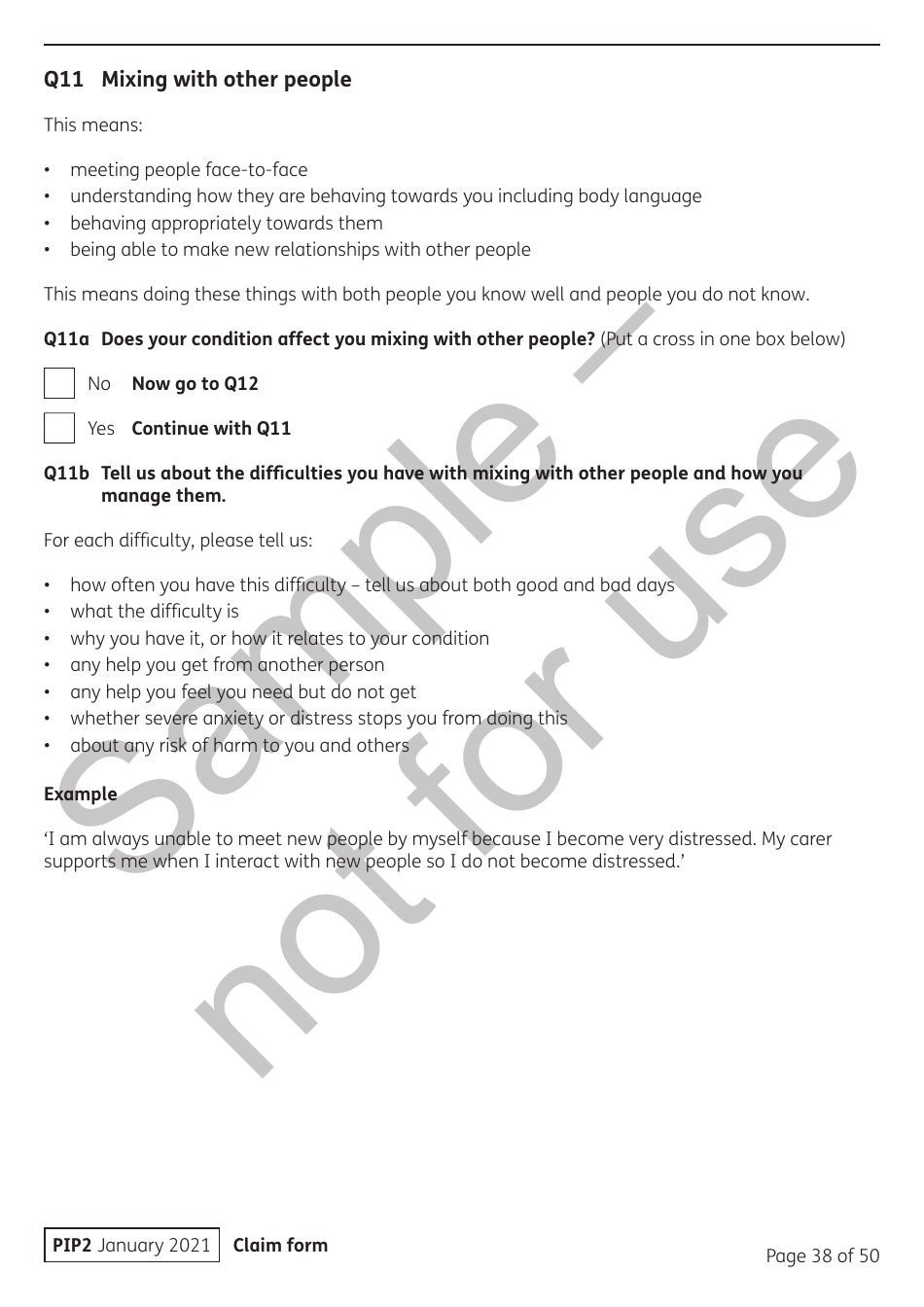 Form PIP2 Personal Independence Payment Information Booklet - Sample - United Kingdom, Page 38