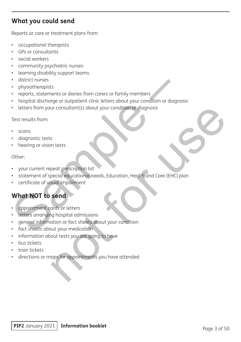 Form PIP2 Personal Independence Payment Information Booklet - Sample - United Kingdom, Page 3