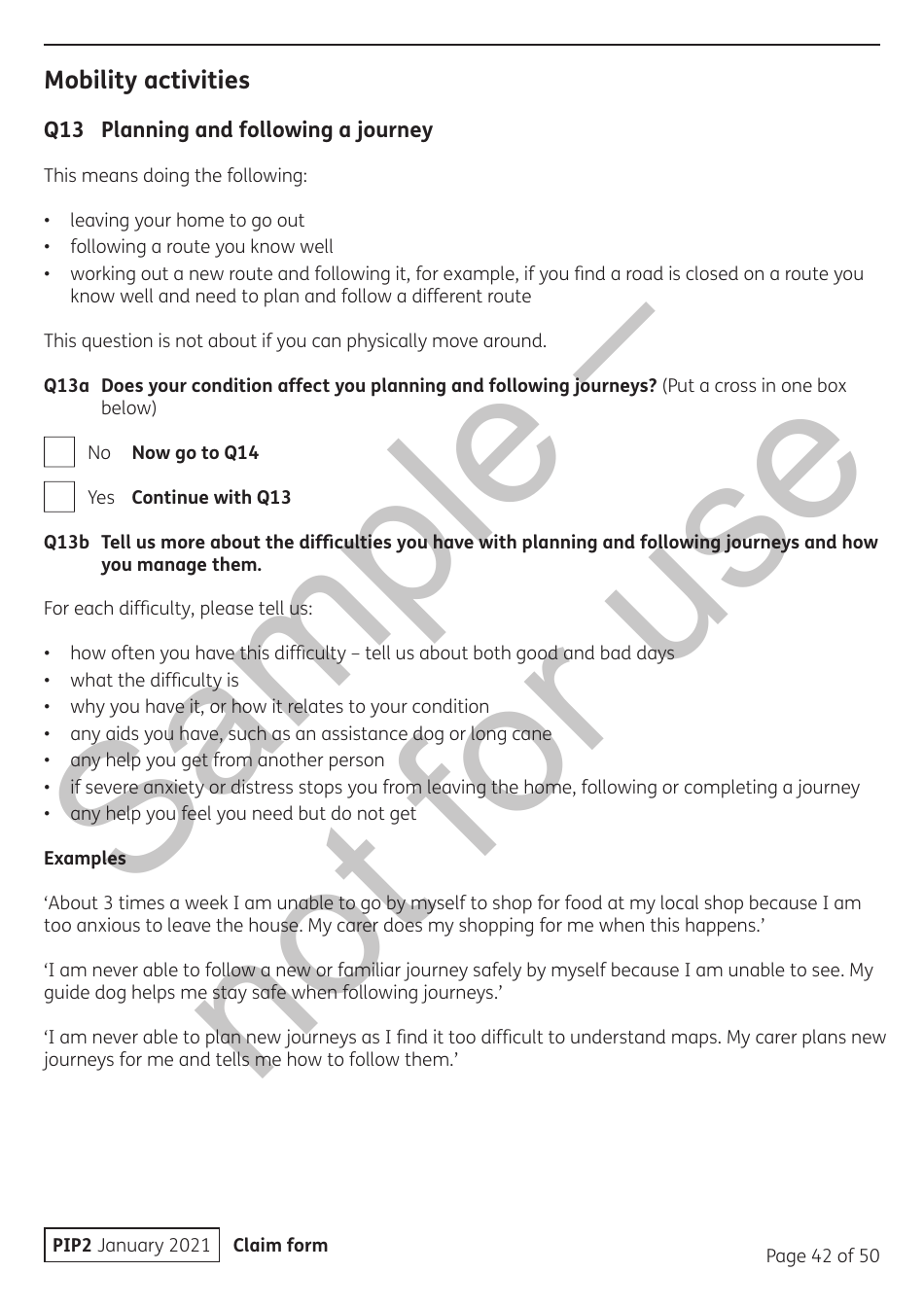 Form PIP2 Personal Independence Payment Information Booklet - Sample - United Kingdom, Page 42