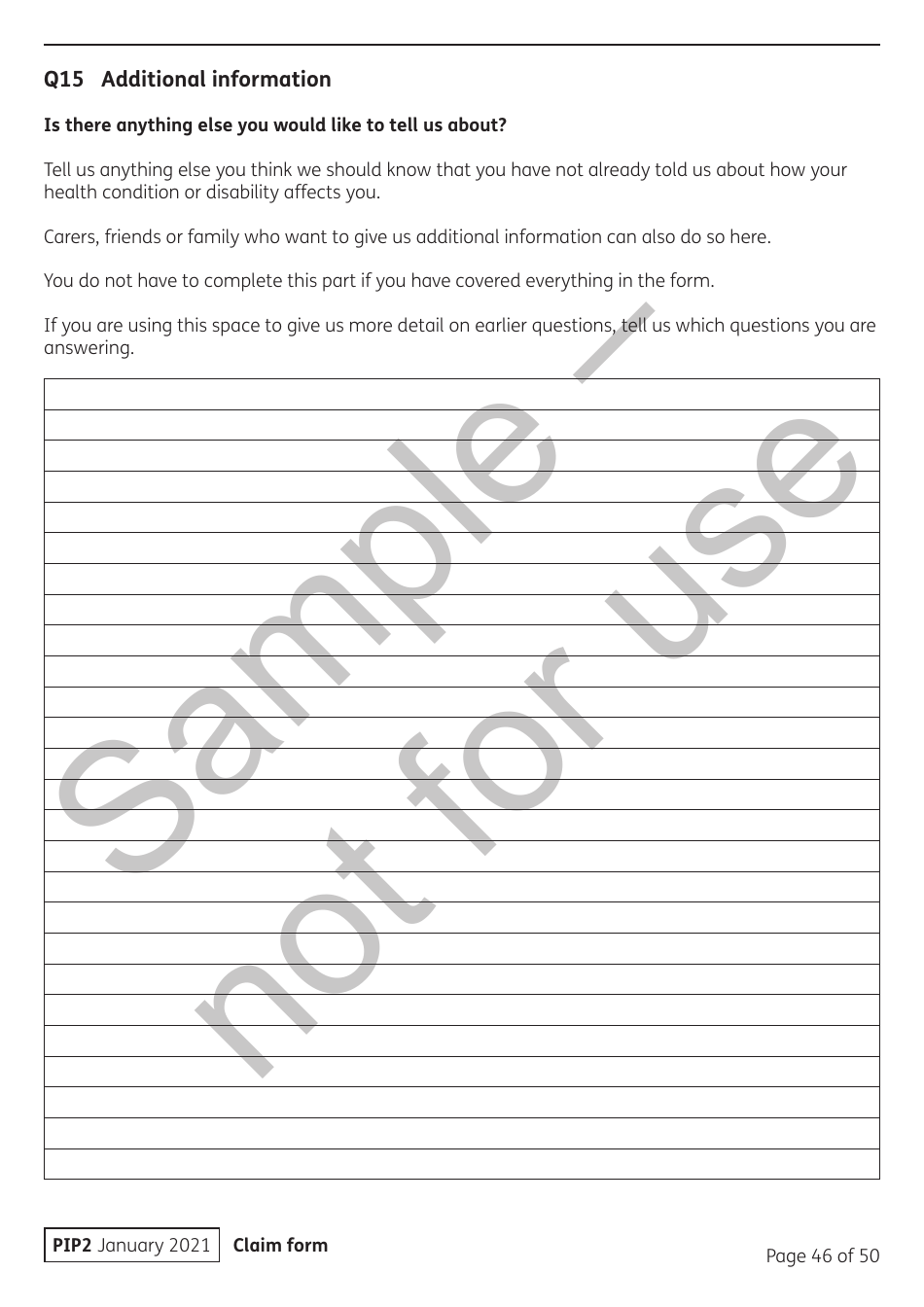 Form PIP2 Personal Independence Payment Information Booklet - Sample - United Kingdom, Page 46