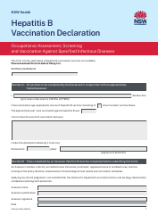 Document preview: Hepatitis B Vaccination Declaration - New South Wales, Australia