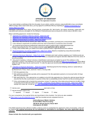 Document preview: Affidavit of Ownership Vehicle Title Application Checklist - Indiana