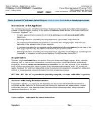 Form POST2-251 Personal History Statement - Peace Officer - California
