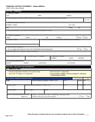 Form POST2-251 Personal History Statement - Peace Officer - California, Page 2