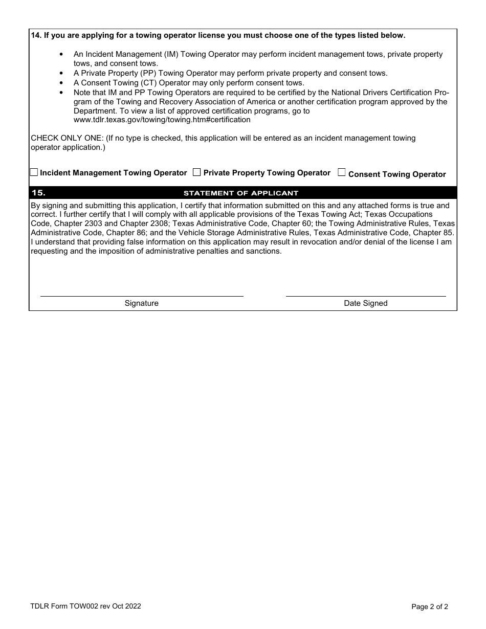 Tdlr form tow002 fill out sign online and download fillable pdf