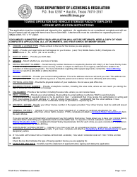 Document preview: TDLR Form TOW002 Towing Operator and Vehicle Storage Facility Employee License Application - Texas