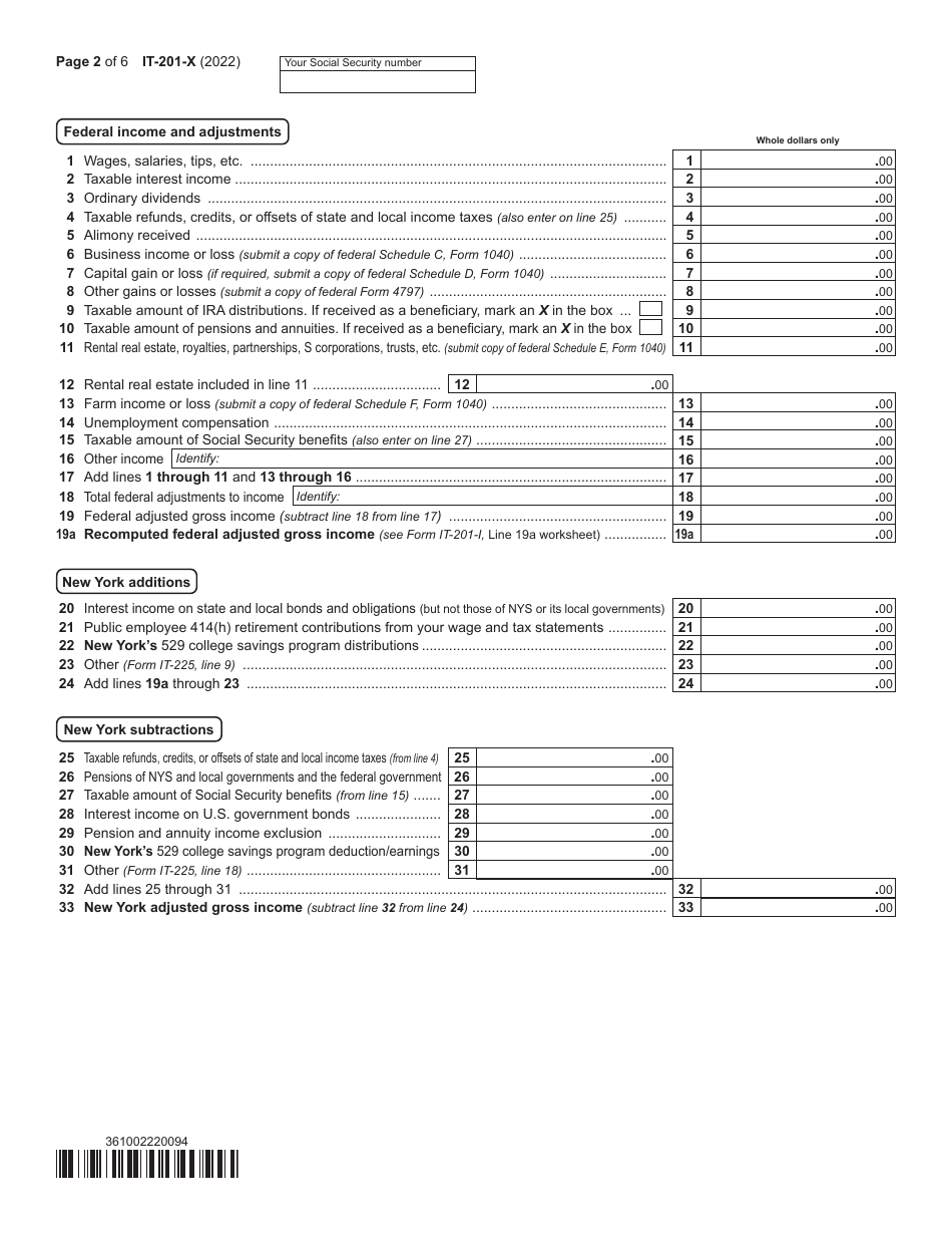 Form IT-201-X Download Fillable PDF or Fill Online Amended Resident ...