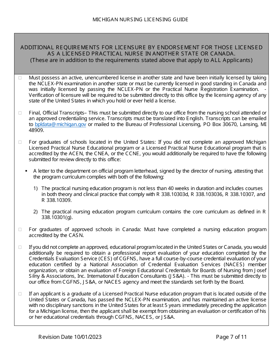 Michigan Nursing Licensing Guide - Michigan, Page 7
