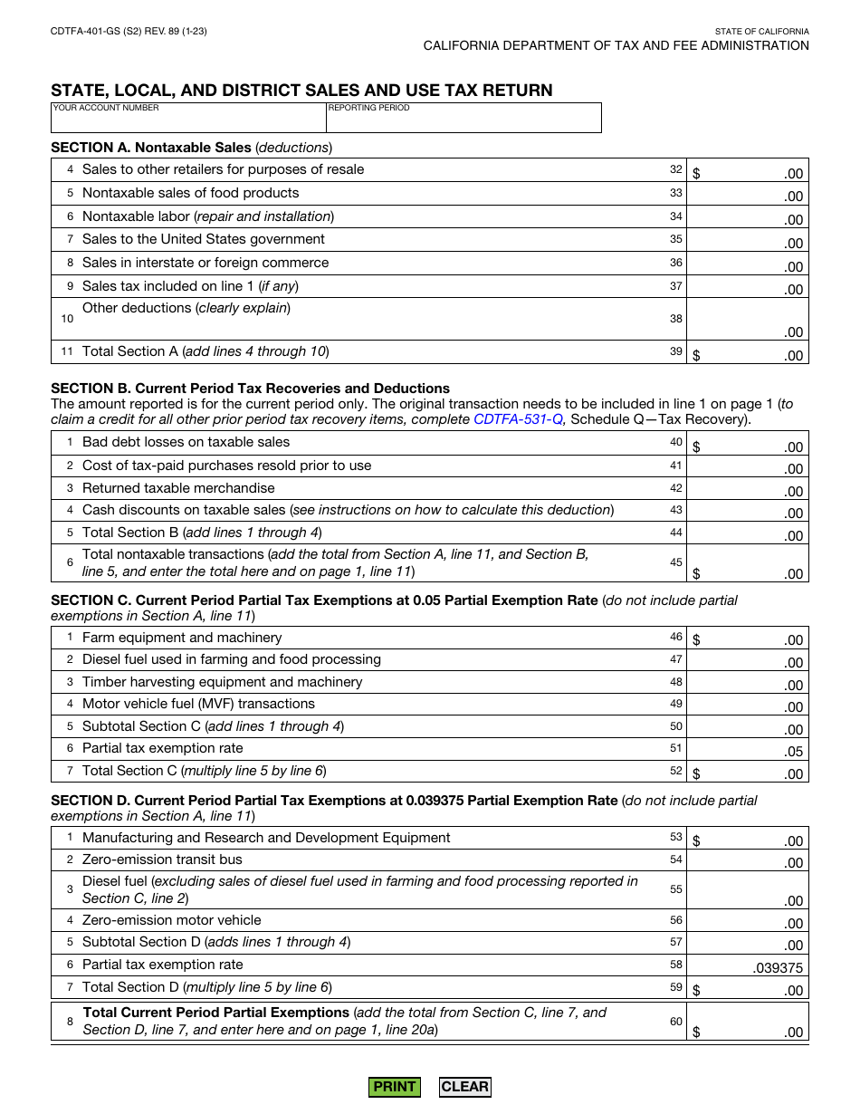 Form CDTFA-401-GS State, Local, and District Sales and Use Tax Return - Motor Vehicle Fuel - California, Page 3