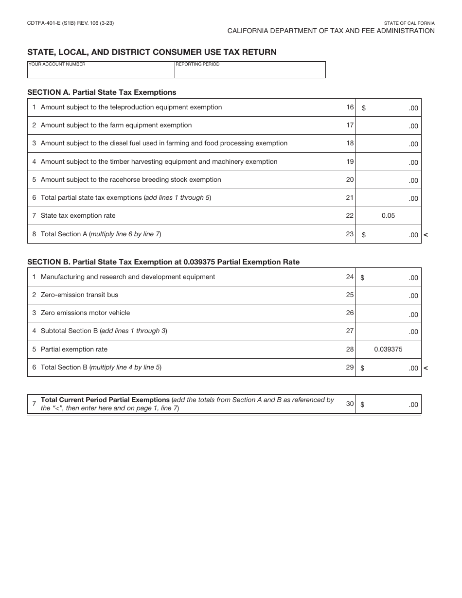 Form CDTFA-401-E State, Local, and District Consumer Use Tax Return - California, Page 2