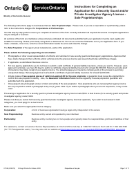 Document preview: Instructions for Form 0176E Application for a Security Guard and/or Private Investigator Agency Licence - Sole Proprietorships - Ontario, Canada