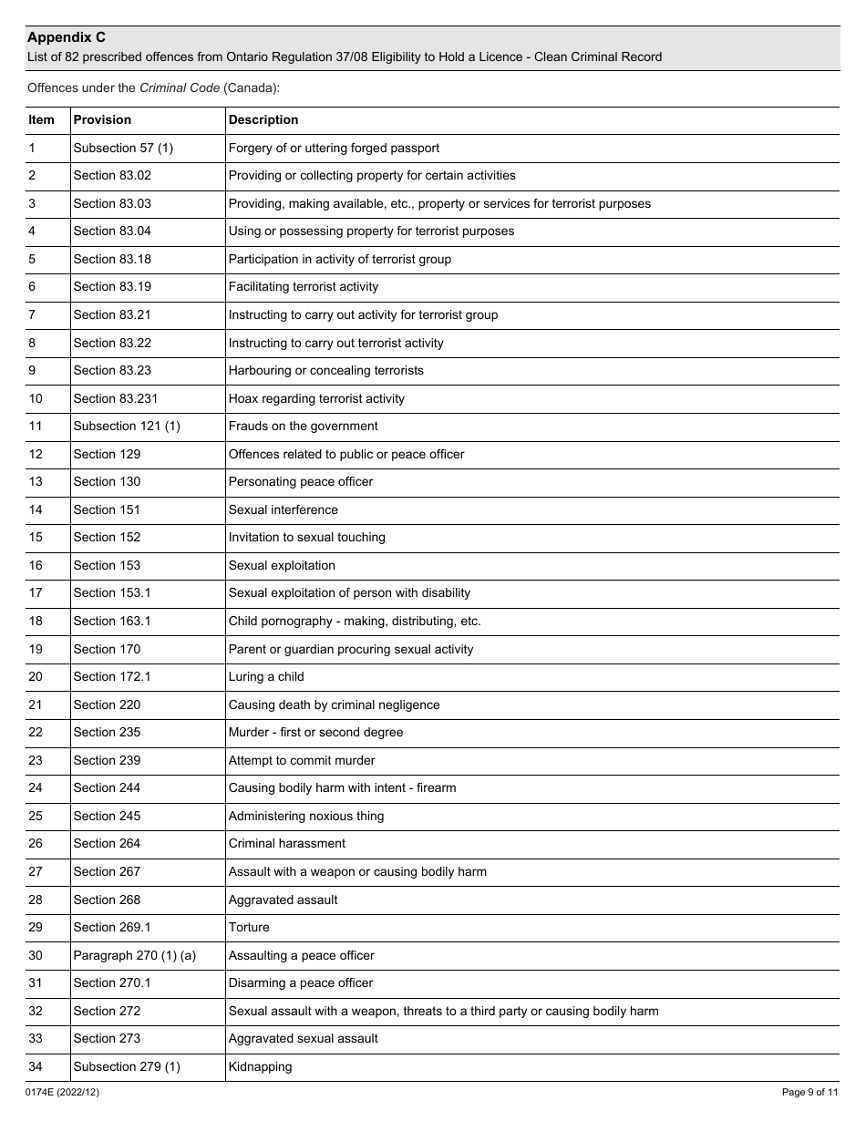Instructions for Form 0176E Application for a Security Guard and / or Private Investigator Agency Licence - Sole Proprietorships - Ontario, Canada, Page 9