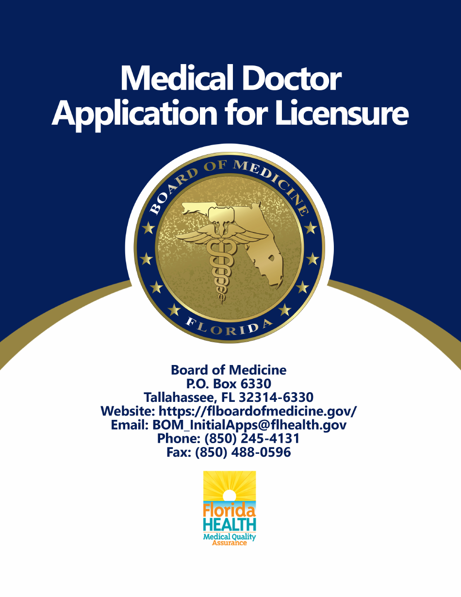 Form DH-MQA1000 Medical Doctor Application for Licensure - Florida, Page 1