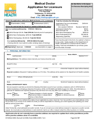 Form DH-MQA1000 Medical Doctor Application for Licensure - Florida, Page 4