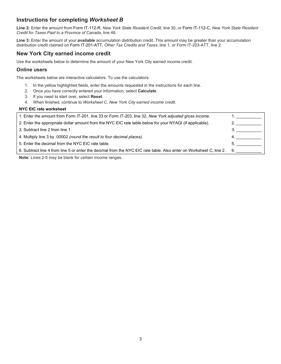 Instructions for Form IT-215 Claim for Earned Income Credit - New York, Page 3