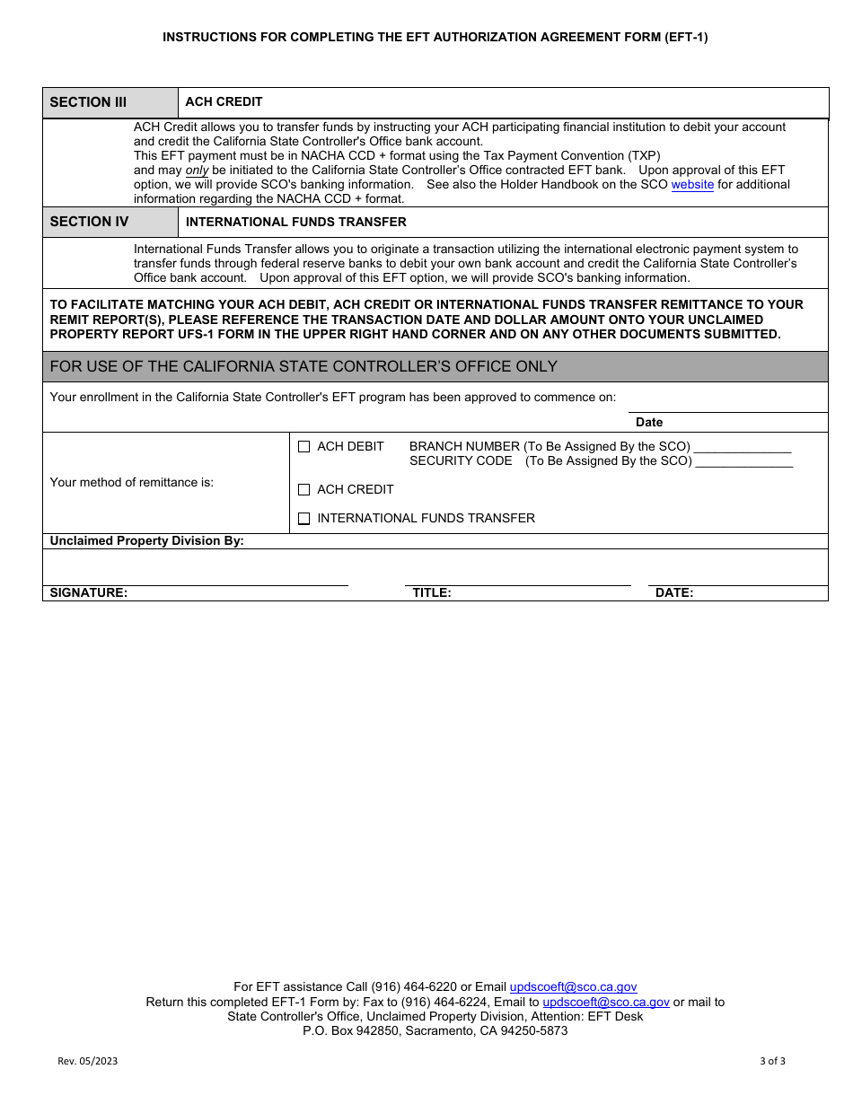 Form Eft 1 Download Printable Pdf Or Fill Online Authorization Agreement For Electronic Funds 2602