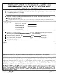 VA Form 10-0103 Veterans Application for Assistance in Acquiring Home Improvements and Structural Alterations, Page 2