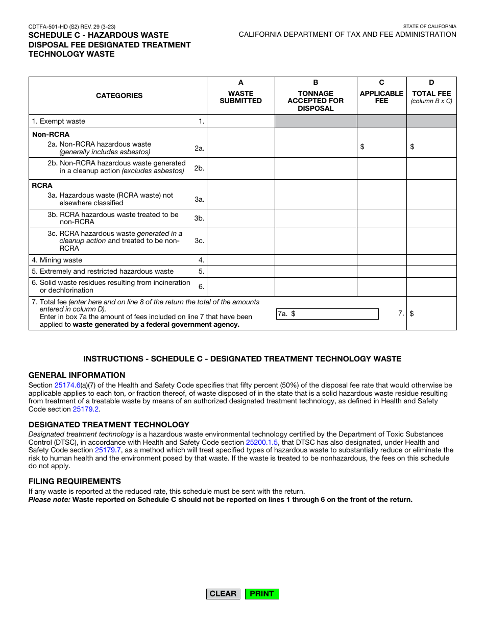 Form CDTFA-501-HD Hazardous Waste Disposal Fee Return - California, Page 3