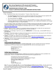Document preview: Instructions for Form UST021 Underground Storage Tank Facility Certification Questionnaire - New Jersey