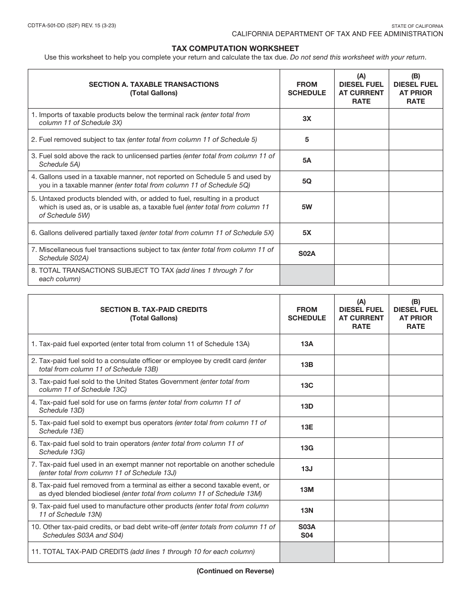Form CDTFA-501-DD Supplier of Diesel Fuel Tax Return - California, Page 3