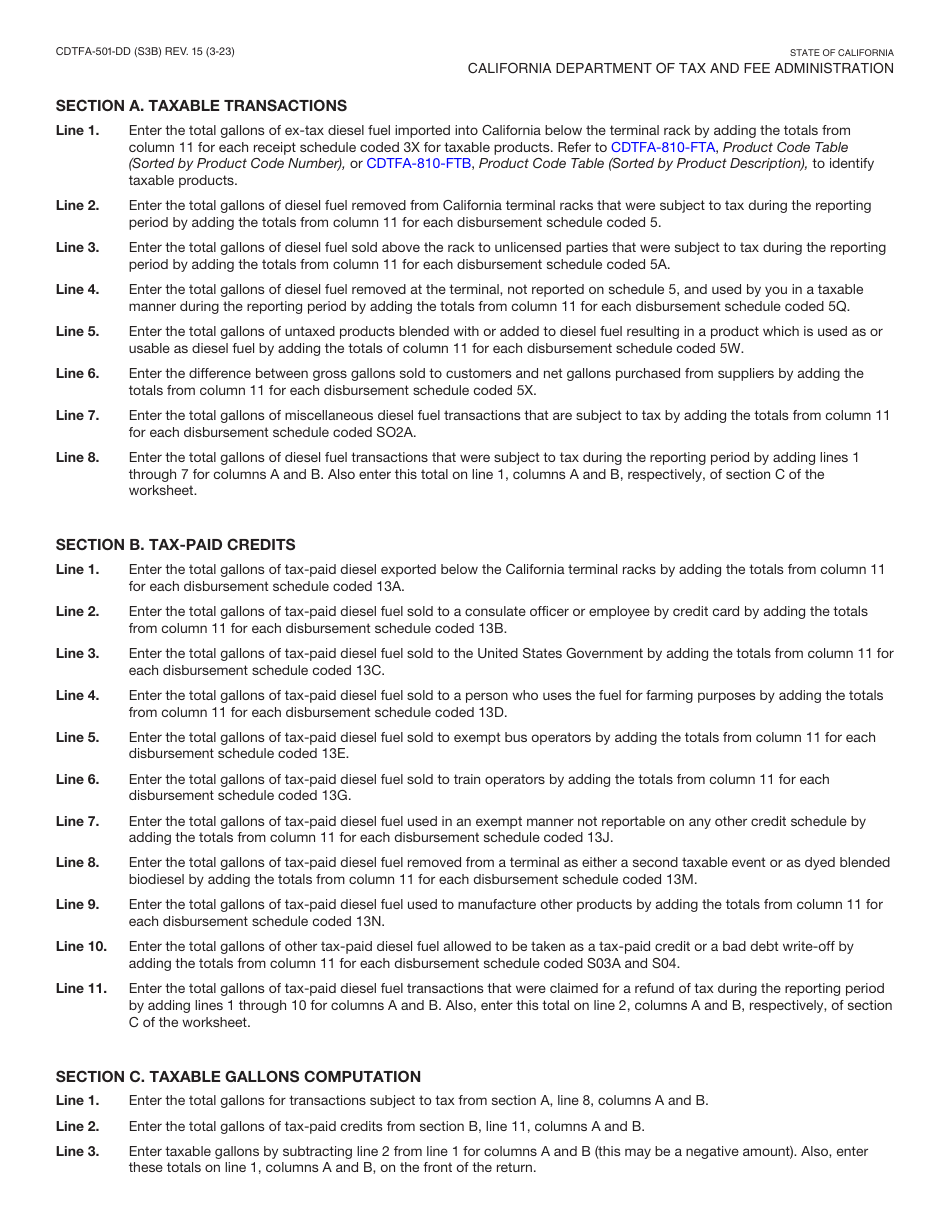 Form CDTFA-501-DD Supplier of Diesel Fuel Tax Return - California, Page 6