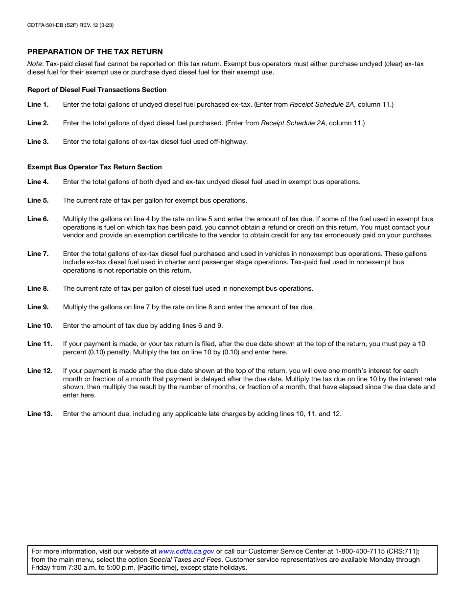 Form CDTFA-501-DB Download Fillable PDF Or Fill Online Exempt Bus ...