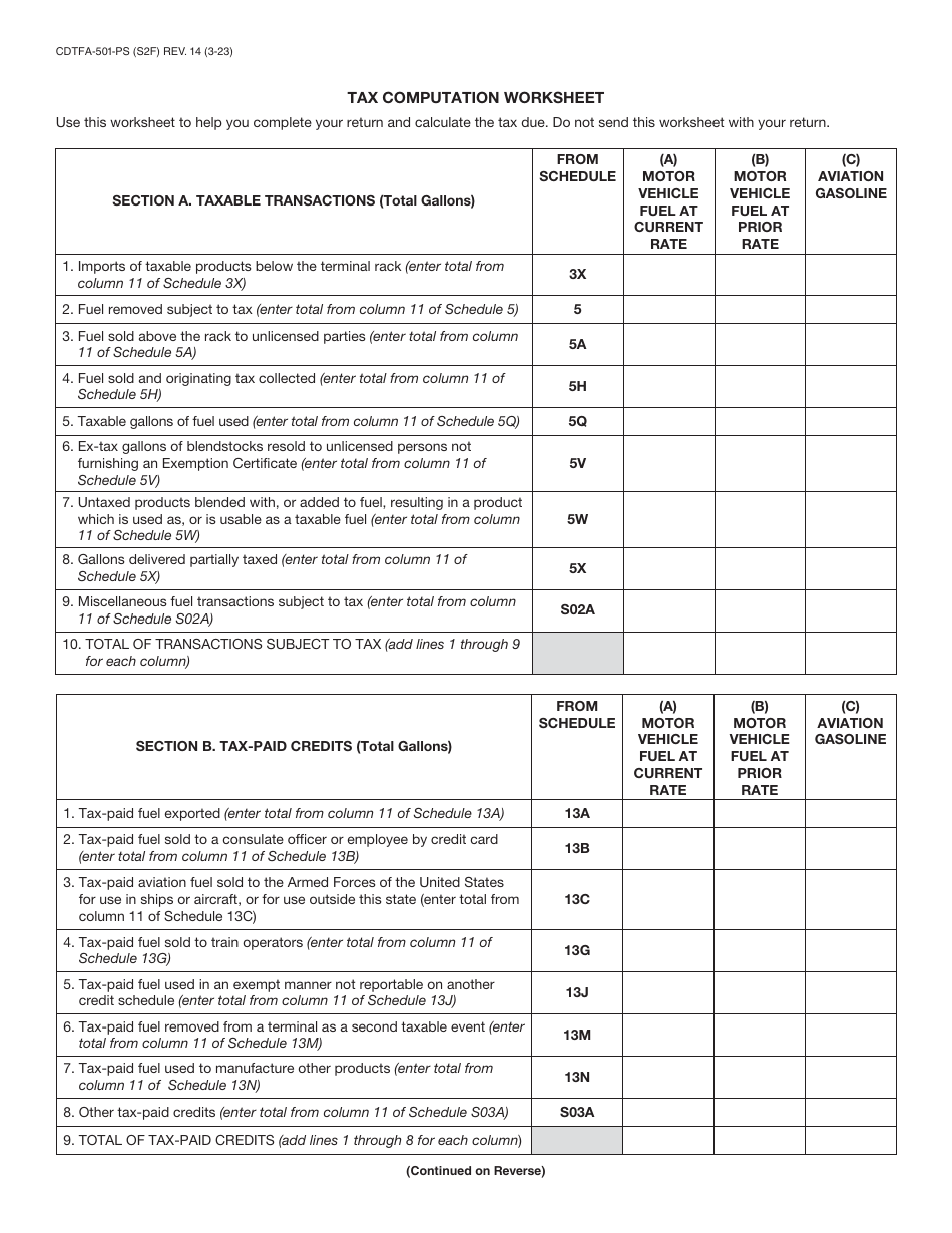Form CDTFA-501-PS Supplier of Motor Vehicle Fuel Tax Return - California, Page 3