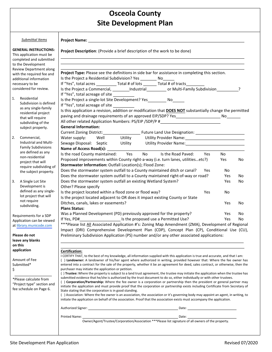 Site Development Plan Application - Osceola County, Florida, Page 3