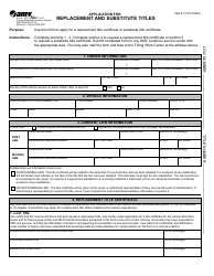 Form VSA67 Application for Replacement and Substitute Titles - Virginia