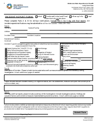 Document preview: ODH Form 283 Incident Report Form - Oklahoma