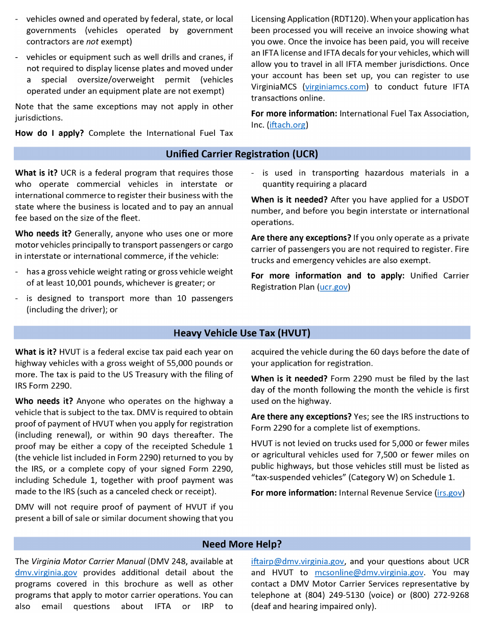 Form IRP1A Virginia International Registration Plan (Irp) New Account Application - Virginia, Page 10