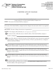 Form DOS-1359-F Certificate of Change for Domestic Limited Liability Companies - New York, Page 2