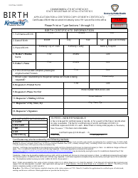 Document preview: Form VS-37 Application for a Certified Copy of Birth Certificate - Kentucky